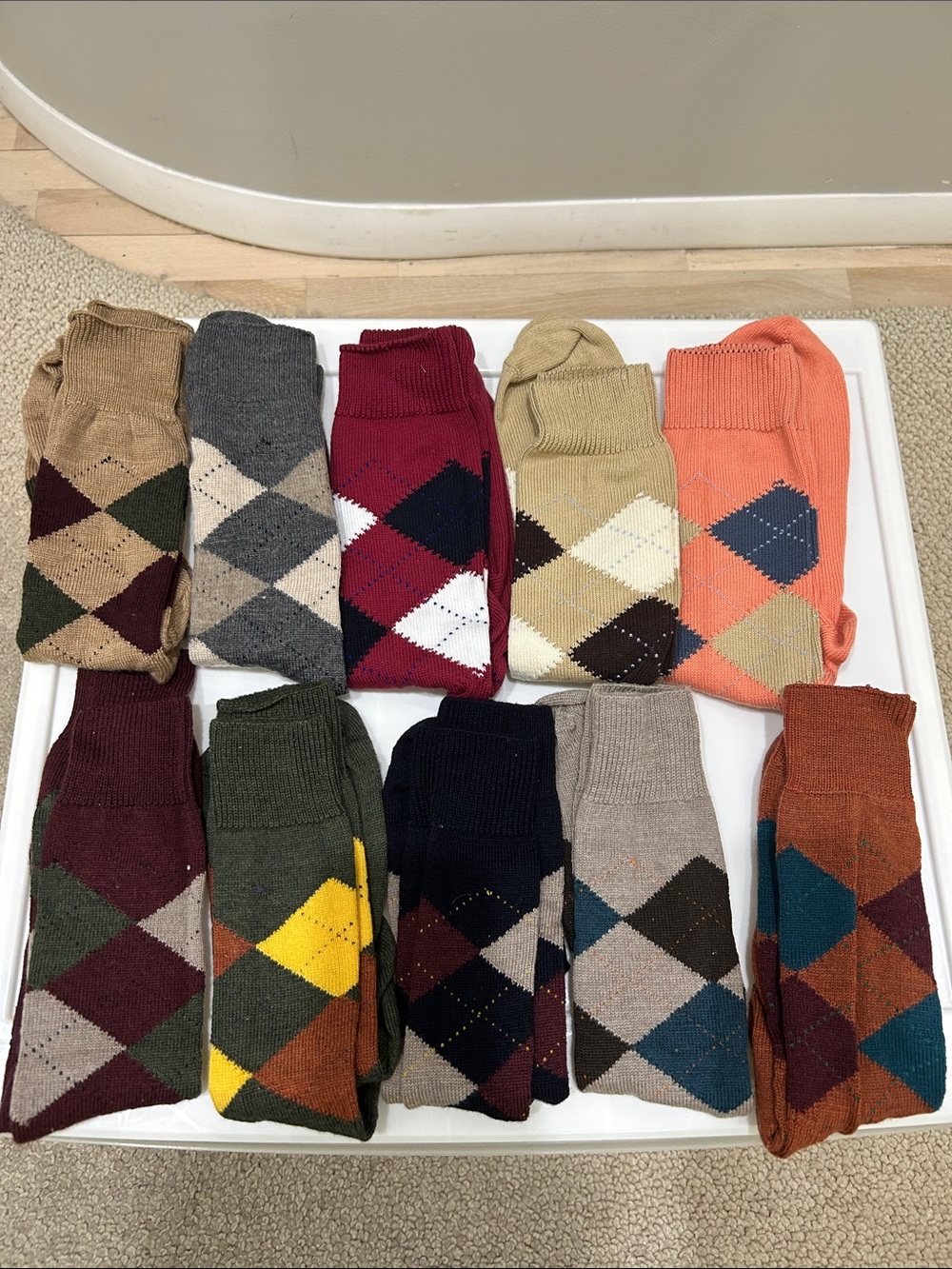 Brooks Brothers Argyle Cotton-Blend Men's Socks - Multi Color 10 Pack